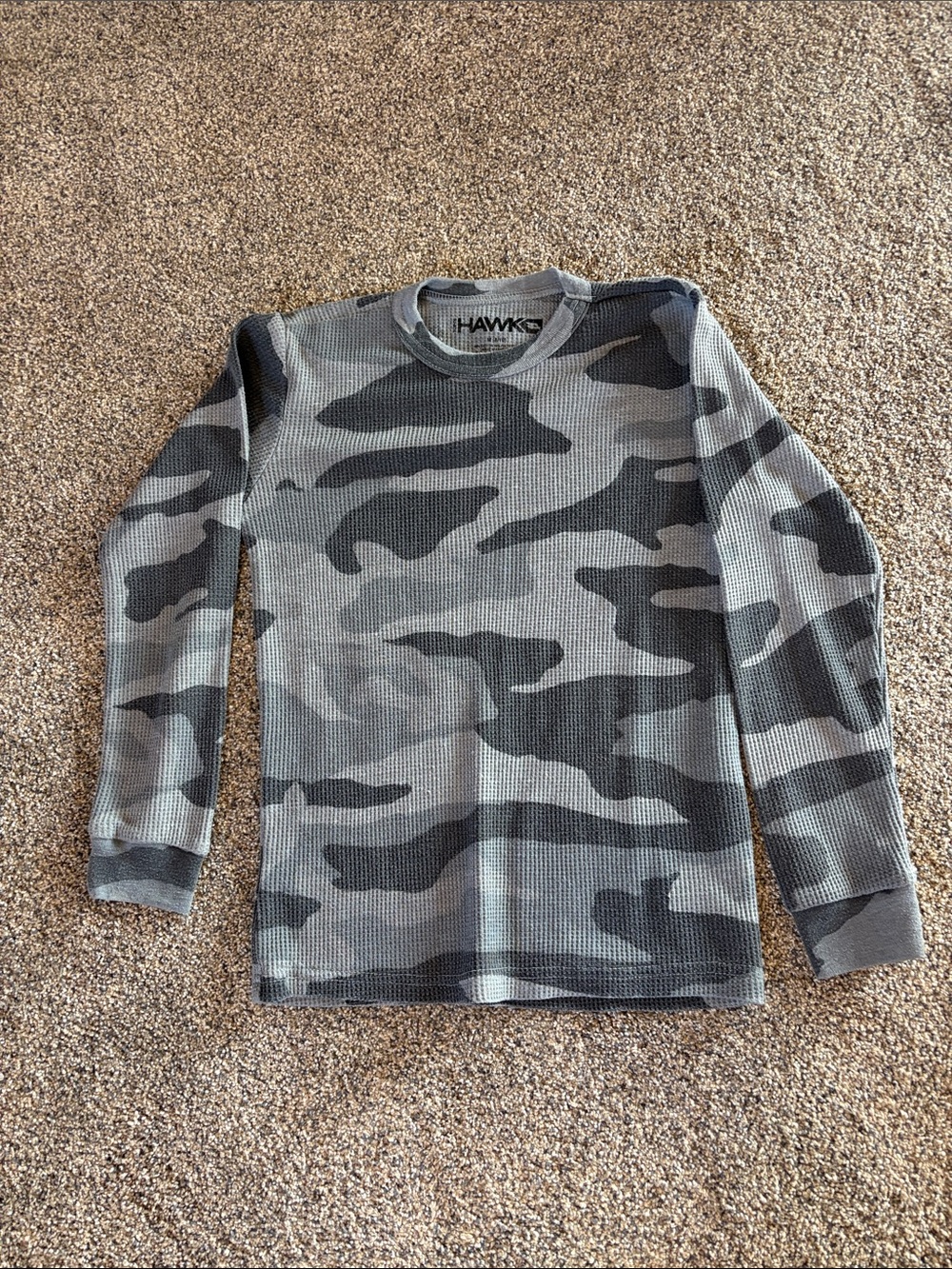 Tony Hawk Boys Grey Camo Thermal Long Sleeve Shirt Size 8